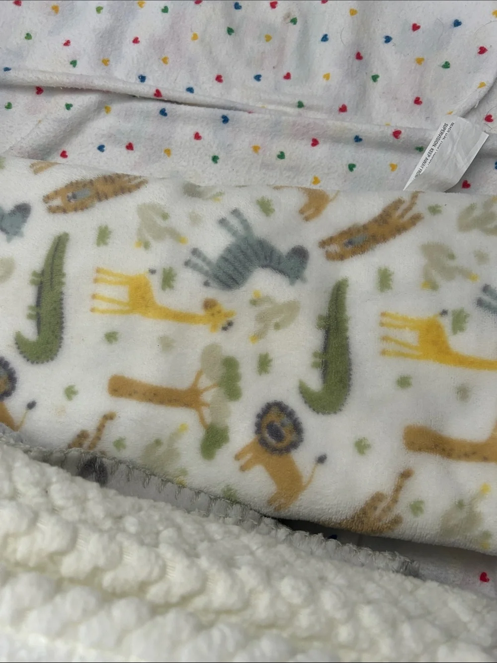 Soft Plush Nursery Blanket Stack - White with Multicolor Accents